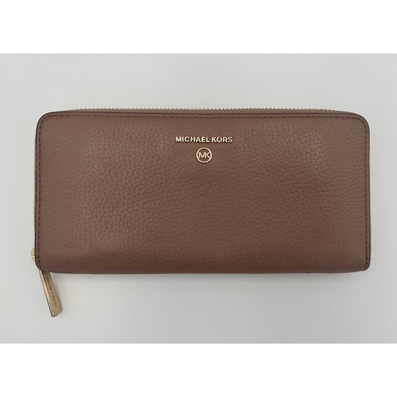 Michael Kors Handbags - Michael Kors Jet Set Travel Zip Around Continental Pebbled Leather Wallet Tan